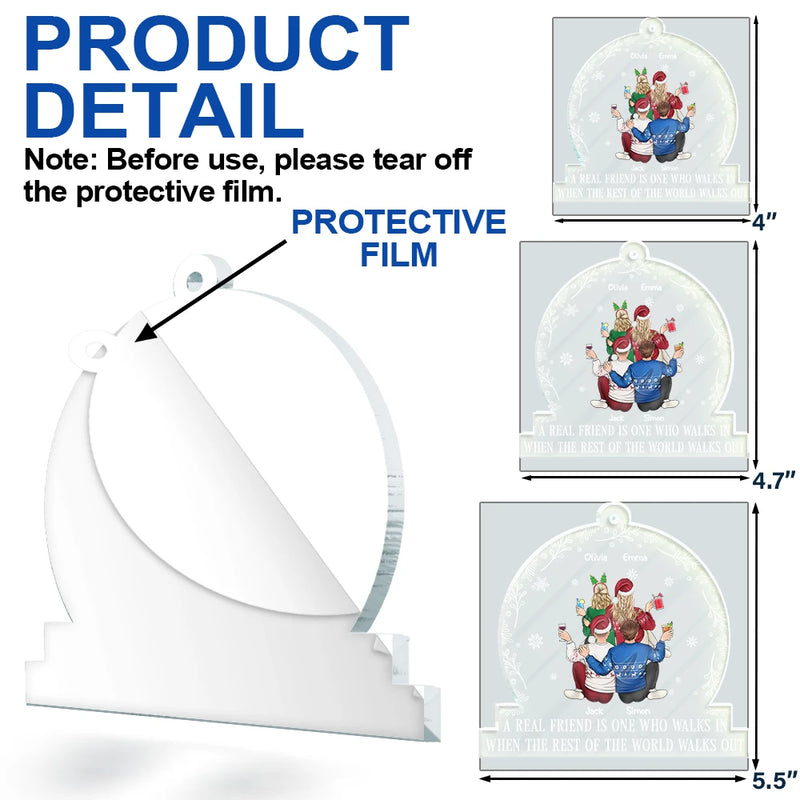 Gift For Bestie,Christmas,Love,Family - A Real Friend Is One Who Walks In - Personalized Custom Shaped Acrylic Ornament