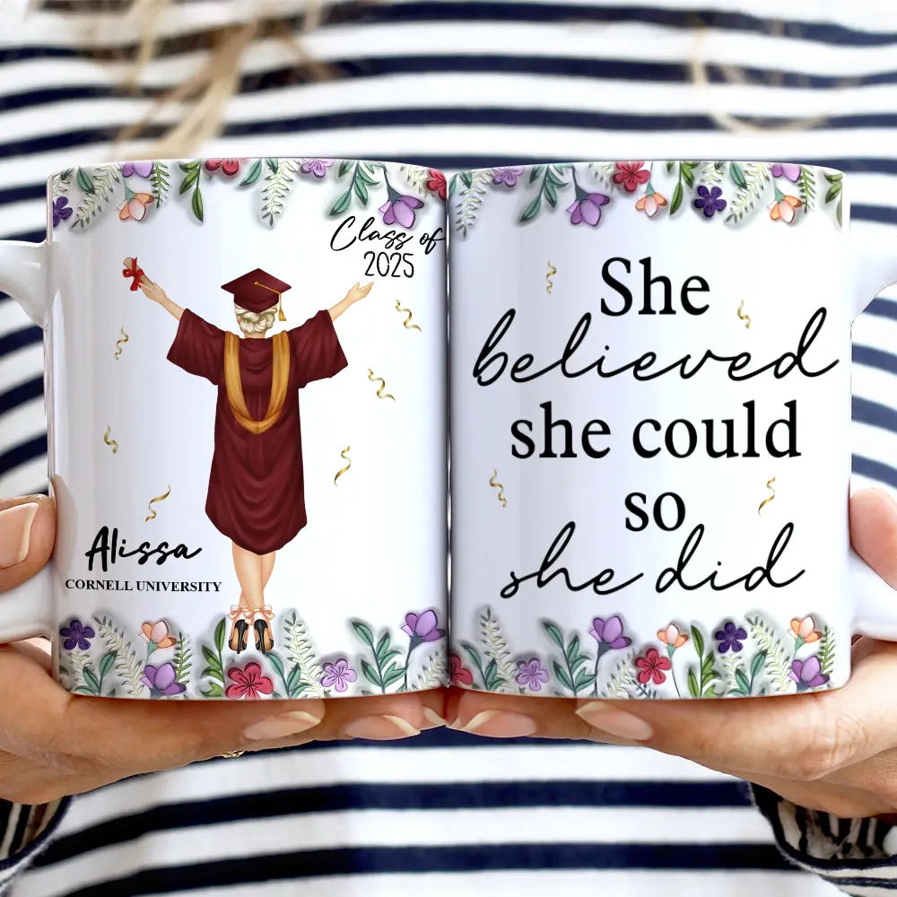 Gift For Yourself,Gift For Women,Gift For Girlfriend,Gift For Sisters,Gift For Bestie,Happy,Graduation - A Sweet Ending To A New Beginning - 3D Inflated Effect Printed Mug, Personalized White Edge-to-Edge Mug
