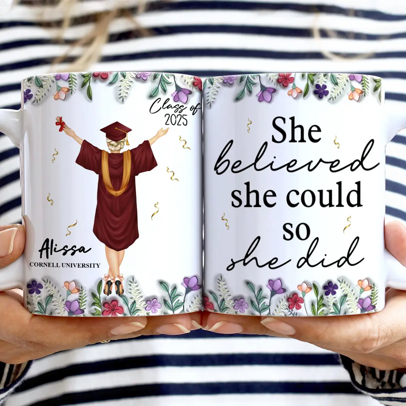 Gift For Yourself,Gift For Women,Gift For Girlfriend,Gift For Sisters,Gift For Bestie,Happy,Graduation - A Sweet Ending To A New Beginning - 3D Inflated Effect Printed Mug, Personalized White Edge-to-Edge Mug
