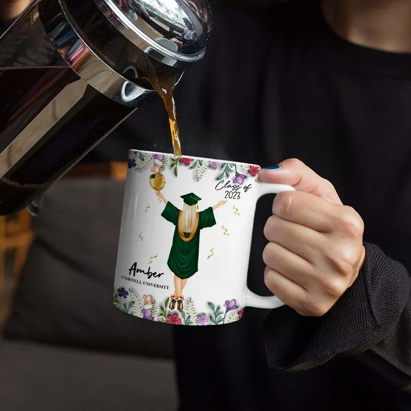 Gift For Yourself,Gift For Women,Gift For Girlfriend,Gift For Sisters,Gift For Bestie,Happy,Graduation - A Sweet Ending To A New Beginning - 3D Inflated Effect Printed Mug, Personalized White Edge-to-Edge Mug
