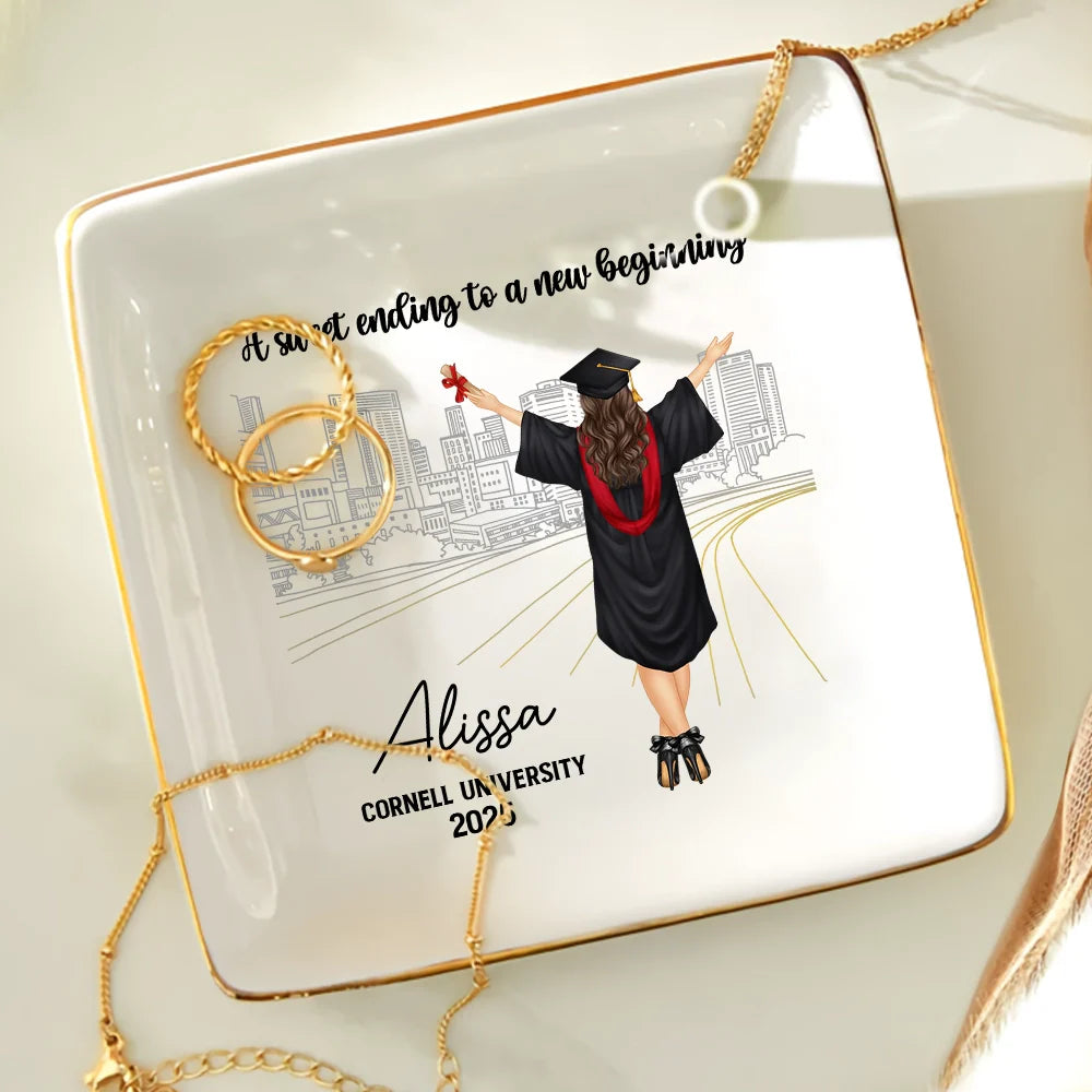 Graduation - A Sweet Ending To A New Beginning - Personalized Ring Dish