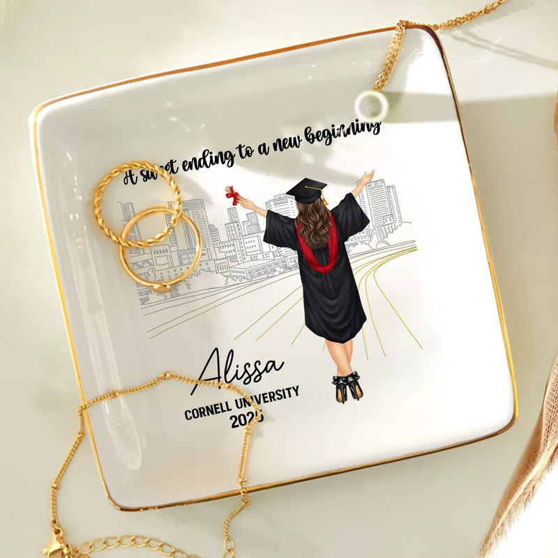 Graduation - A Sweet Ending To A New Beginning - Personalized Ring Dish