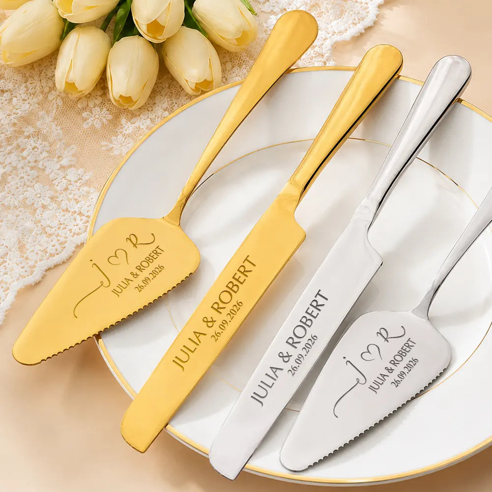 Romantic,Gift For Couples,Wedding,Custom Text - A Sweet Slice Of Forever - Personalized Cake Cutting Set