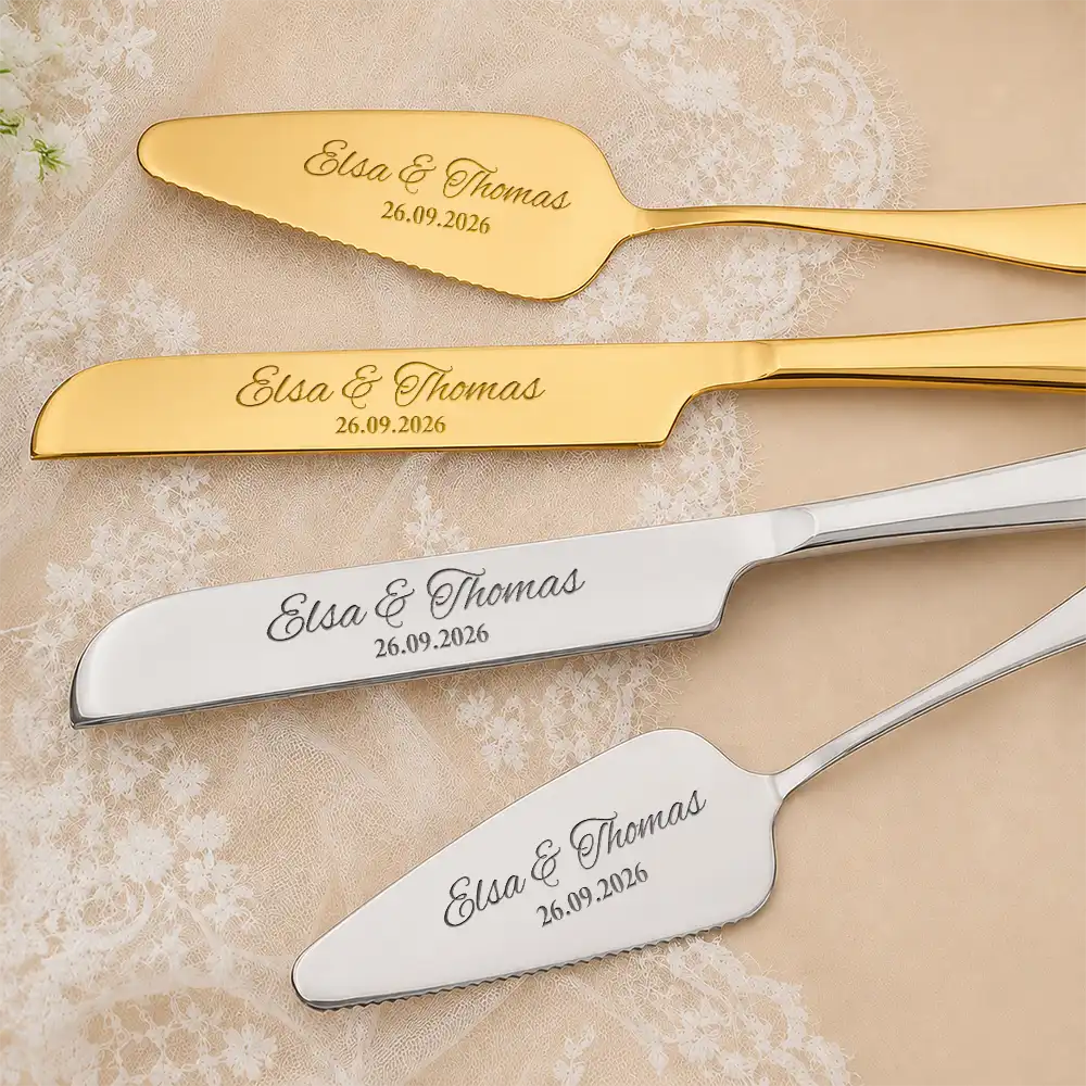 Romantic,Gift For Couples,Wedding,Custom Text - A Sweet Slice Of Forever - Personalized Cake Cutting Set