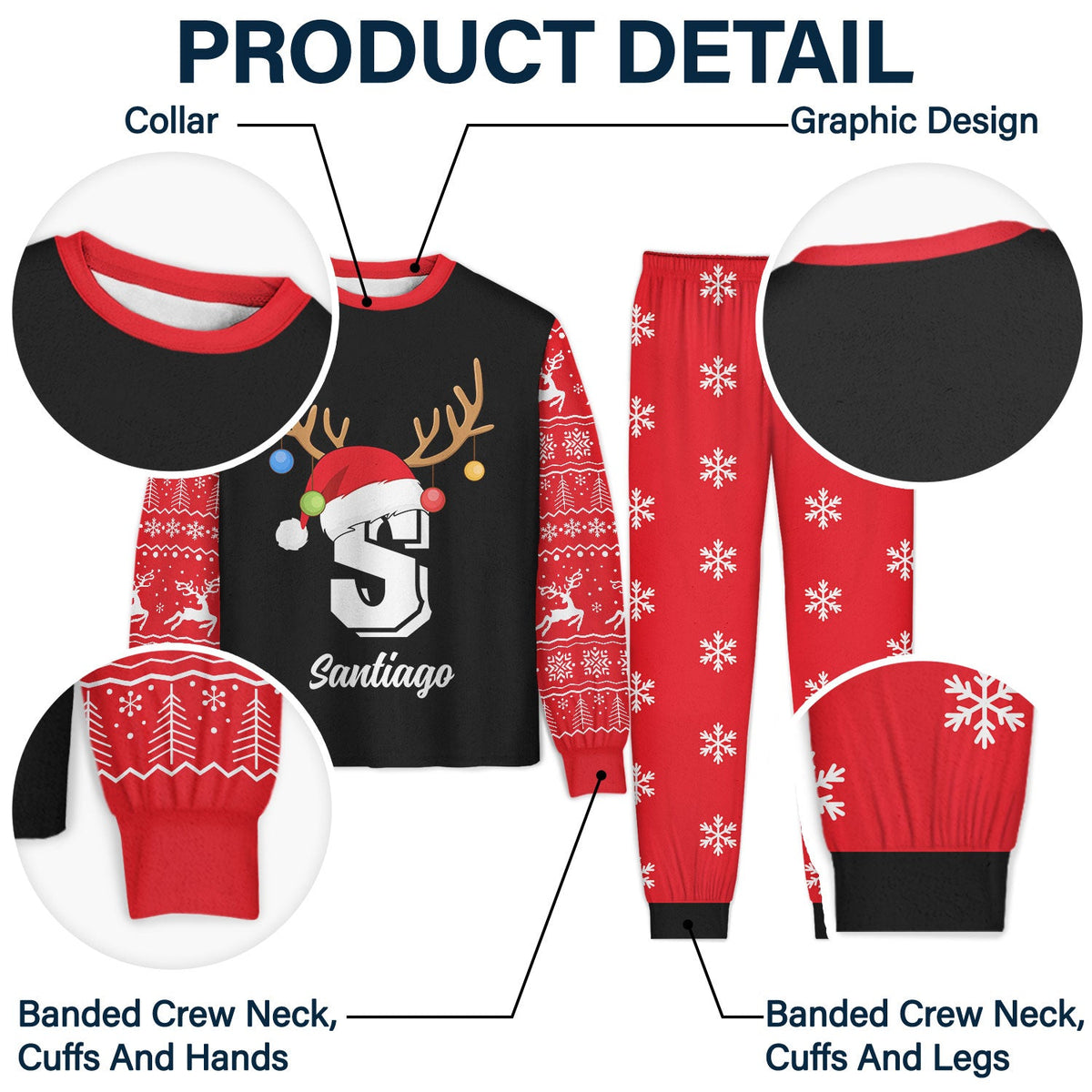 Pyjama unisexe personnalisé - Cadeau de Noël pour la famille