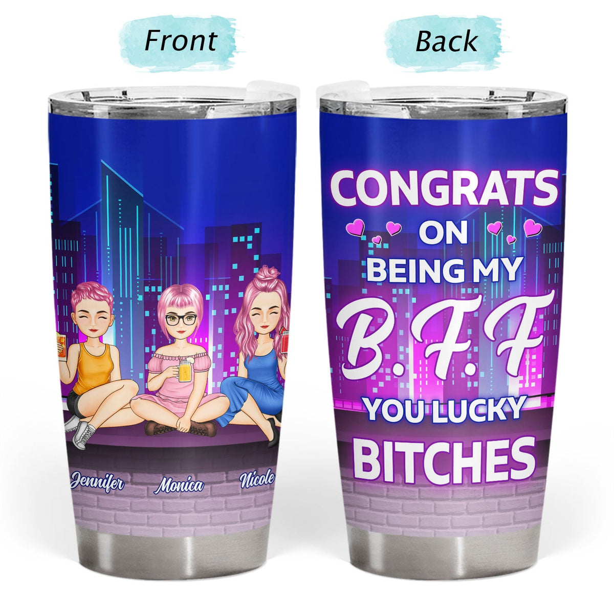 Cartoon Building Congrats On Being My Bestie - Gift For Bestie - Personalized Tumbler