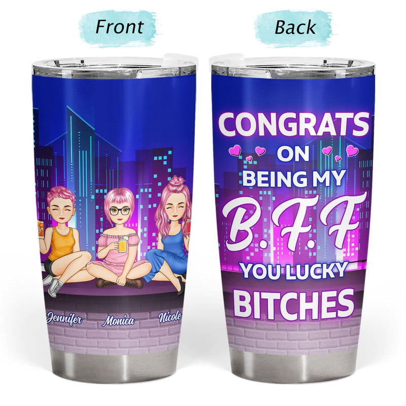 Cartoon Building Congrats On Being My Bestie - Gift For Bestie - Personalized Tumbler