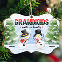 Snowmen Grandkids Melt My Heart - Christmas, Gift For Grandparents - Personalized Medallion Wooden Ornament