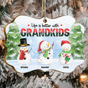 Snowmen Grandkids Melt My Heart - Christmas, Gift For Grandparents - Personalized Medallion Wooden Ornament