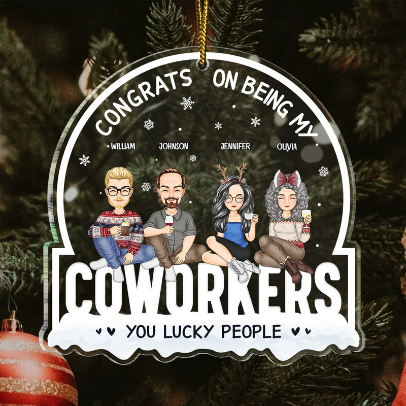 Christmas Coworker Congrats On Being My Work Bestie - Gift For Colleagues - Personalized Custom Shaped Acrylic Ornament