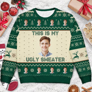 Photo personnalisée « C'est mon pull moche » - Cadeau de Noël pour vous-même - Pull moche unisexe personnalisé