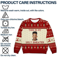 Photo personnalisée « C'est mon pull moche » - Cadeau de Noël pour vous-même - Pull moche unisexe personnalisé