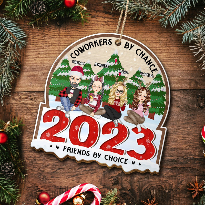 Christmas Colleagues 2023 Coworkers By Chance - Gift For Colleagues - Personalized Custom Shaped Wooden Ornament