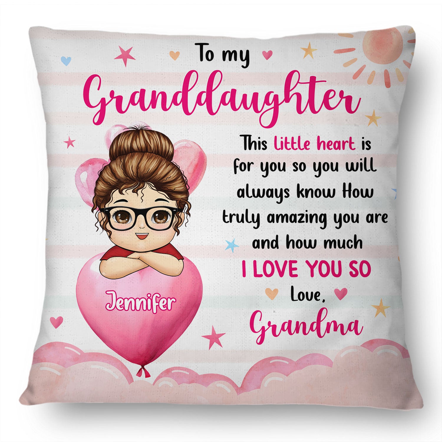 Grandma Mother How Much I Love You - Gift For Granddaughter, Kids - Personalized Pillow
