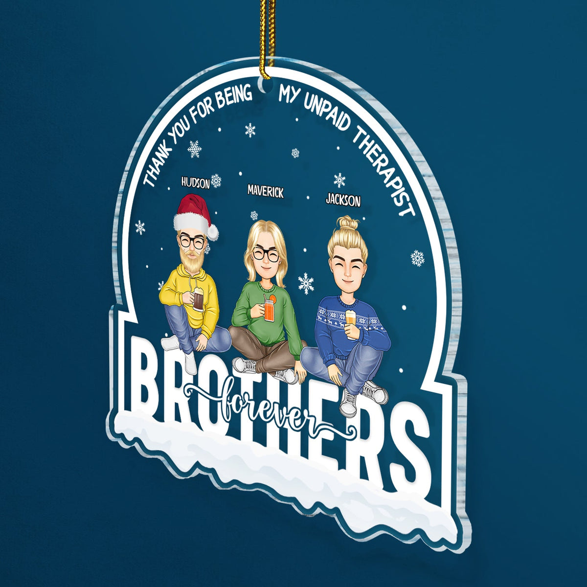 Meilleurs amis de Noël pour toujours, merci d'être mon thérapeute bénévole - Cadeau pour meilleur ami - Ornement acrylique personnalisé en forme personnalisée