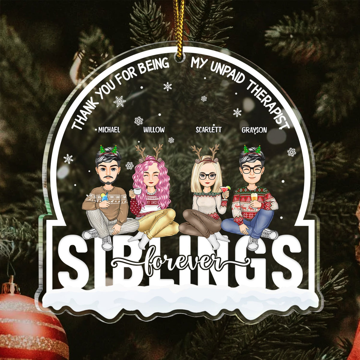 Meilleurs amis de Noël pour toujours, merci d'être mon thérapeute bénévole - Cadeau pour meilleur ami - Ornement acrylique personnalisé en forme personnalisée