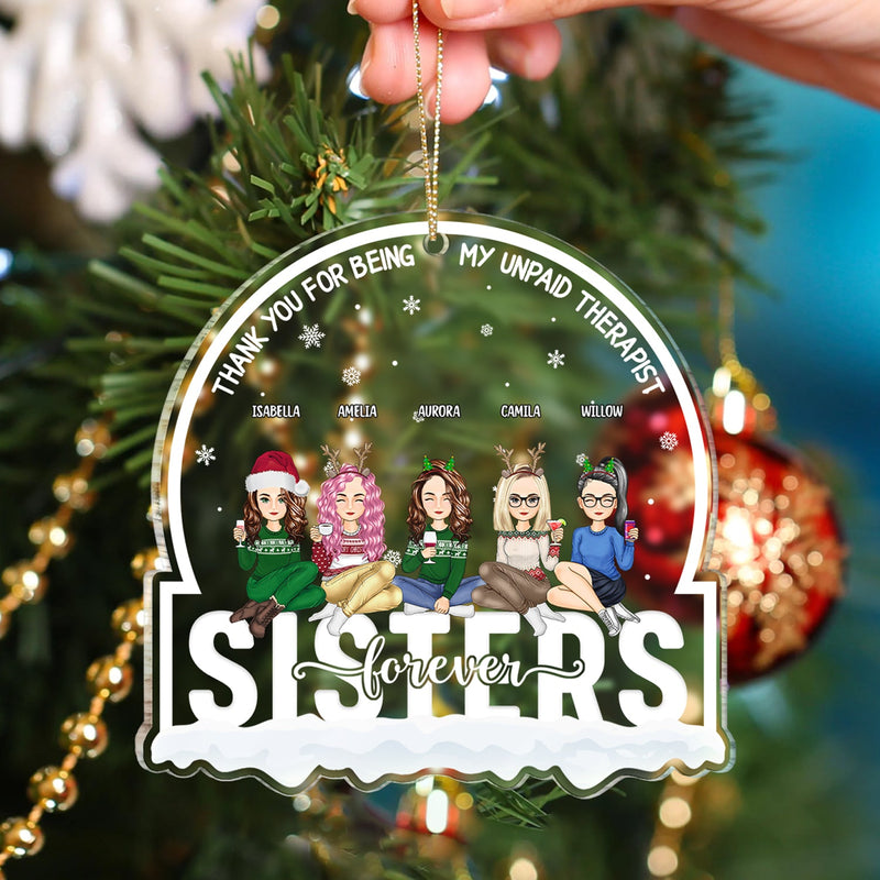 Meilleurs amis de Noël pour toujours, merci d'être mon thérapeute bénévole - Cadeau pour meilleur ami - Ornement acrylique personnalisé en forme personnalisée
