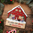 Christmas Cartoon Family All Hearts Come Home For Christmas - Gift For Family - Personalized Custom Shaped Wooden Ornament