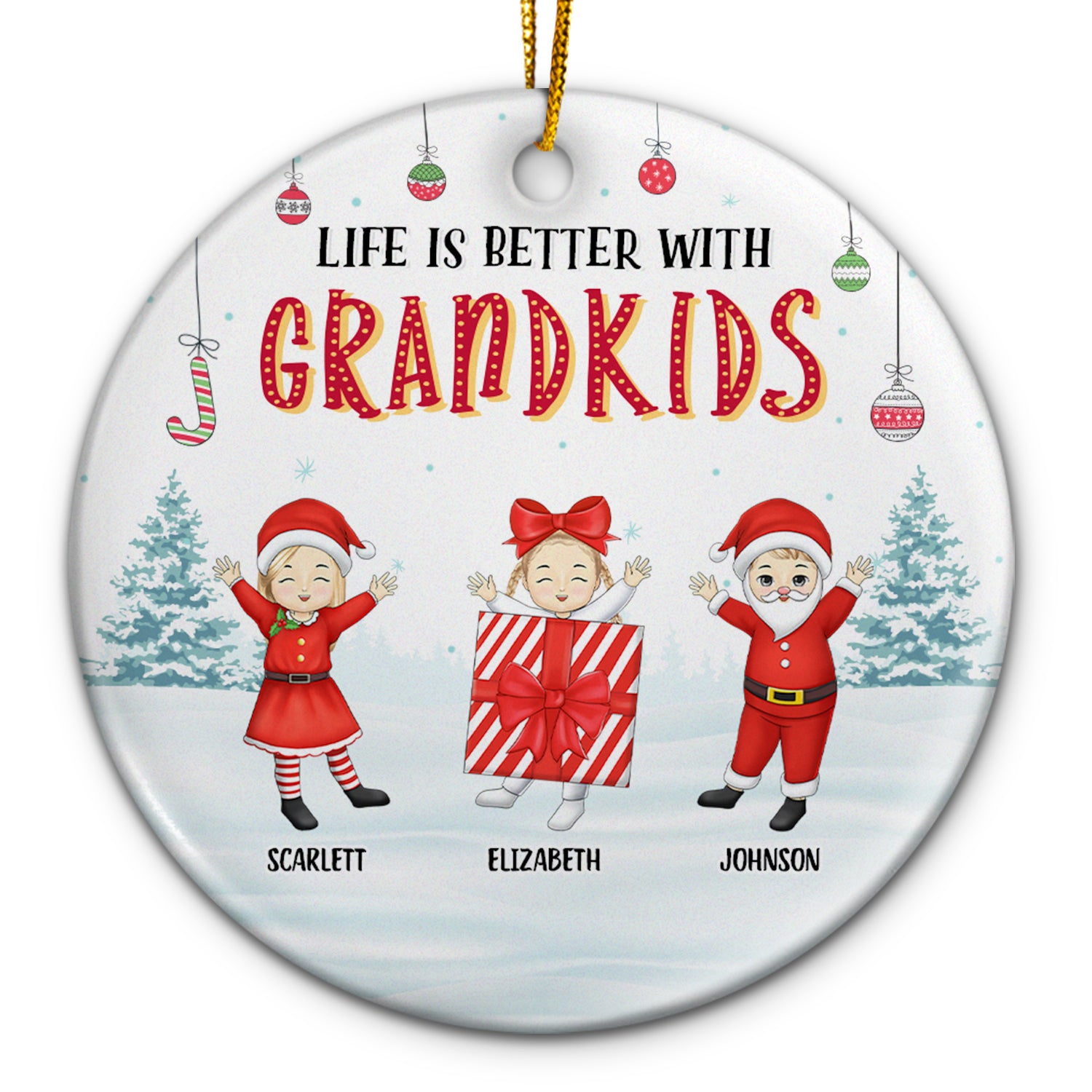 Life Is Better With Grandkids Dancing Kids - Christmas, Gift For Grandparents - Personalized Circle Ceramic Ornament