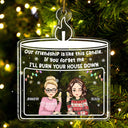 Christmas Cartoon Our Friendship Is Like This Candle - Gift For Bestie - Personalized Custom Shaped Acrylic Ornament