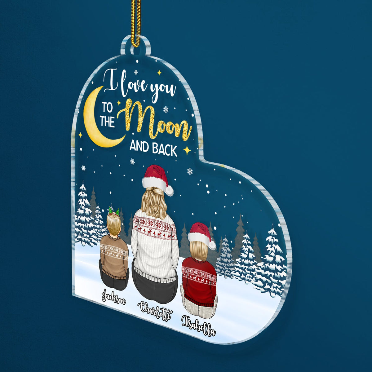 Grand-mère sur la lune et retour - Cadeau de Noël pour petits-enfants, enfants - Décoration acrylique personnalisée