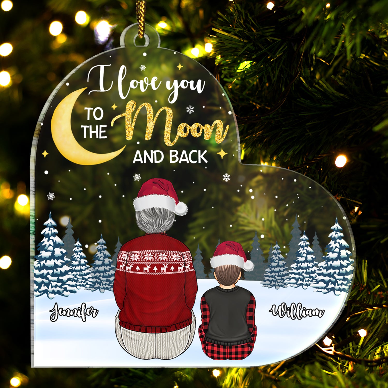 Grandma To The Moon And Back - Christmas, Gift For Grandkids, Kids - Personalized Custom Shaped Acrylic Ornament