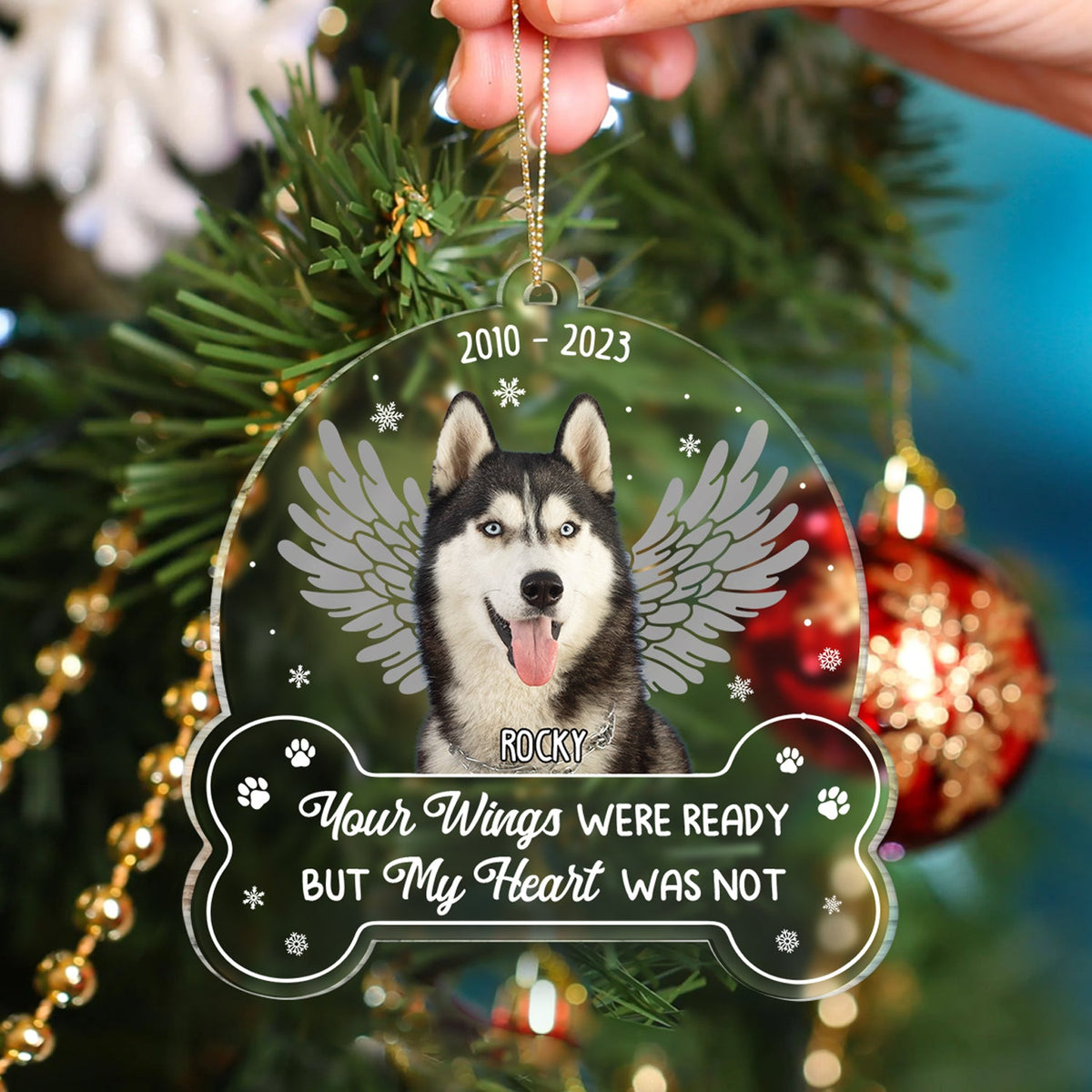 Custom Photo You Were My Favorite Hello - Memorial Gift For Dog Lovers - Personalized Custom Shaped Acrylic Ornament