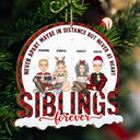 Christmas Siblings Never Apart - Gift For Sister, Siblings - Personalized Custom Shaped Wooden Ornament