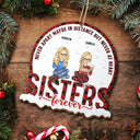 Christmas Siblings Never Apart - Gift For Sister, Siblings - Personalized Custom Shaped Wooden Ornament