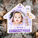 Custom Photo Christmas Baby My First Christmas - Gift For Parents - Personalized Custom Shaped Wooden Ornament