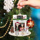 Christmas Couple Fireplace You & Me And The Pets - Gift For Pet Lovers Couple - Personalized Cutout Acrylic Ornament