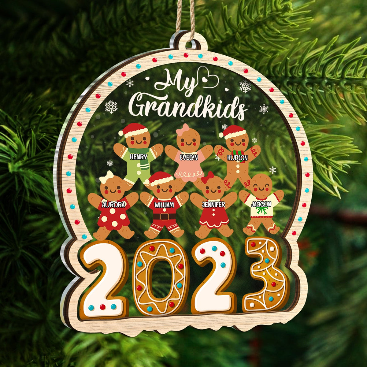 Gingerbread Cookies Our Grandkids - Christmas Gift For Grandma, Grandpa, Grandparents - Personalized 2-Layered Mix Ornament