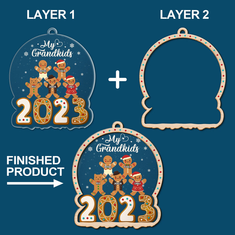 Gingerbread Cookies Our Grandkids - Christmas Gift For Grandma, Grandpa, Grandparents - Personalized 2-Layered Mix Ornament