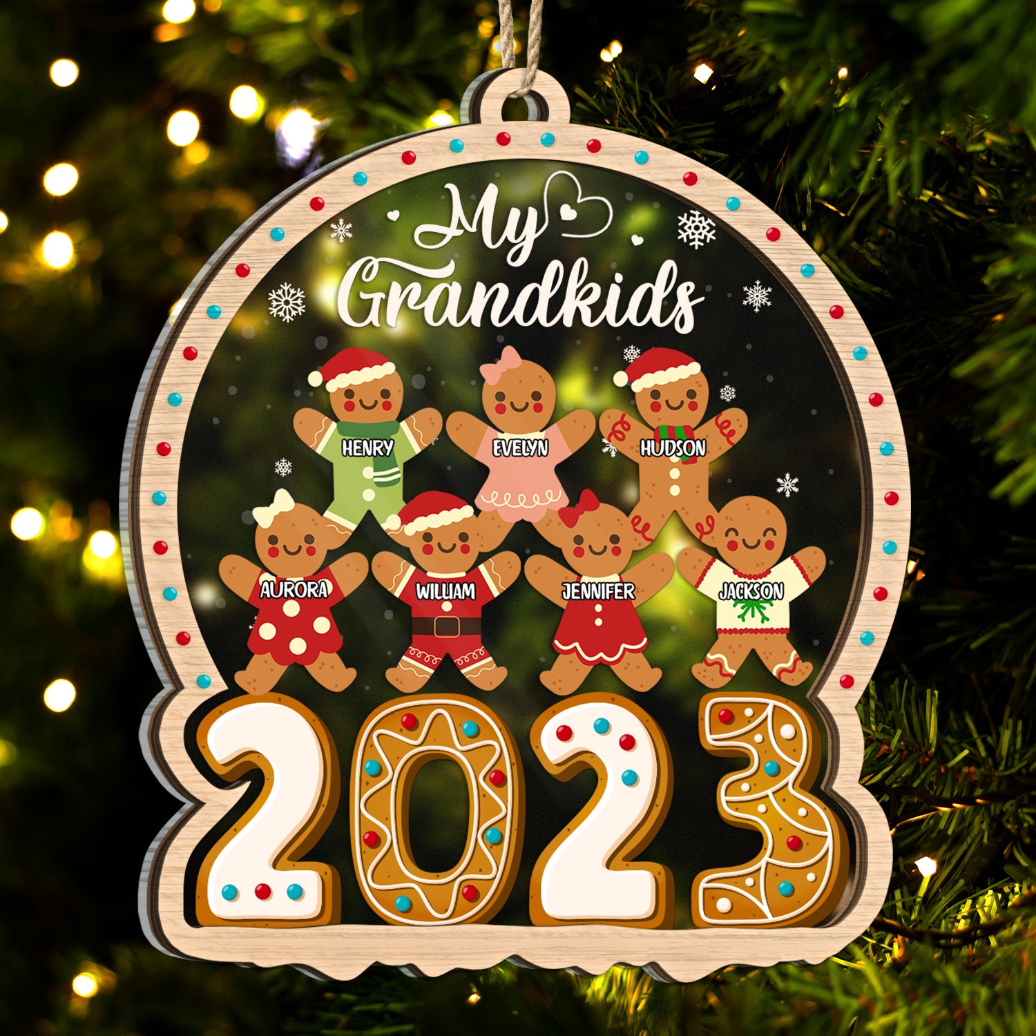 Gingerbread Cookies Our Grandkids - Christmas Gift For Grandma, Grandpa, Grandparents - Personalized 2-Layered Mix Ornament
