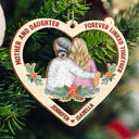 Mère et fille liées à jamais - Cadeau de Noël pour maman - Décoration en bois découpée personnalisée
