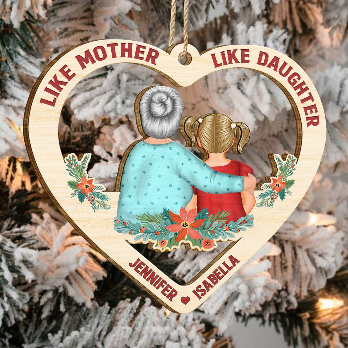 Mother And Daughter Forever Linked Together - Christmas, Mother Gift - Personalized Wooden Cutout Ornament