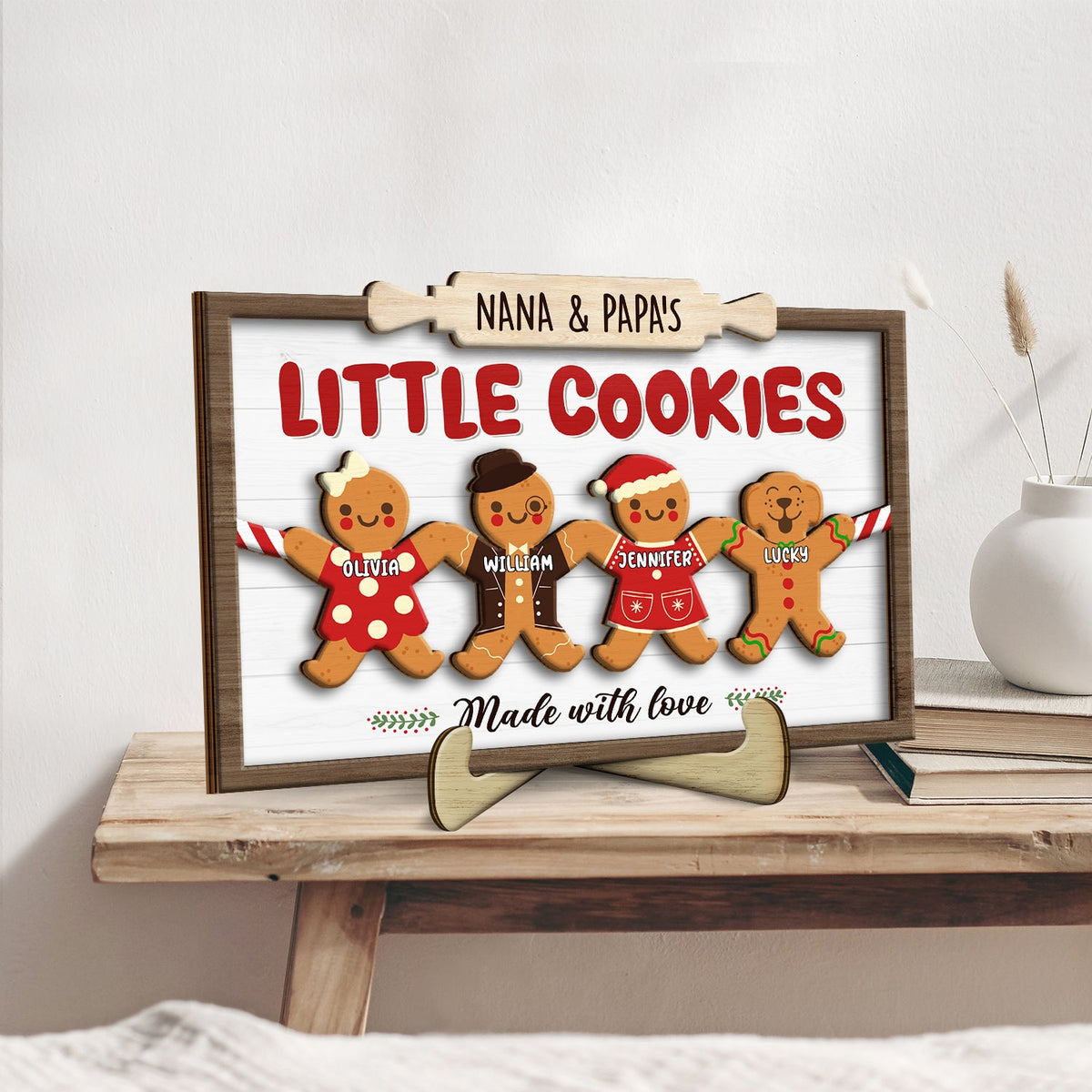 Grandma Grandpa Mom Dad Perfect Patch - Gift For Mom, Dad, Grandparents - Personalized 2-Layered Wooden Plaque With Stand