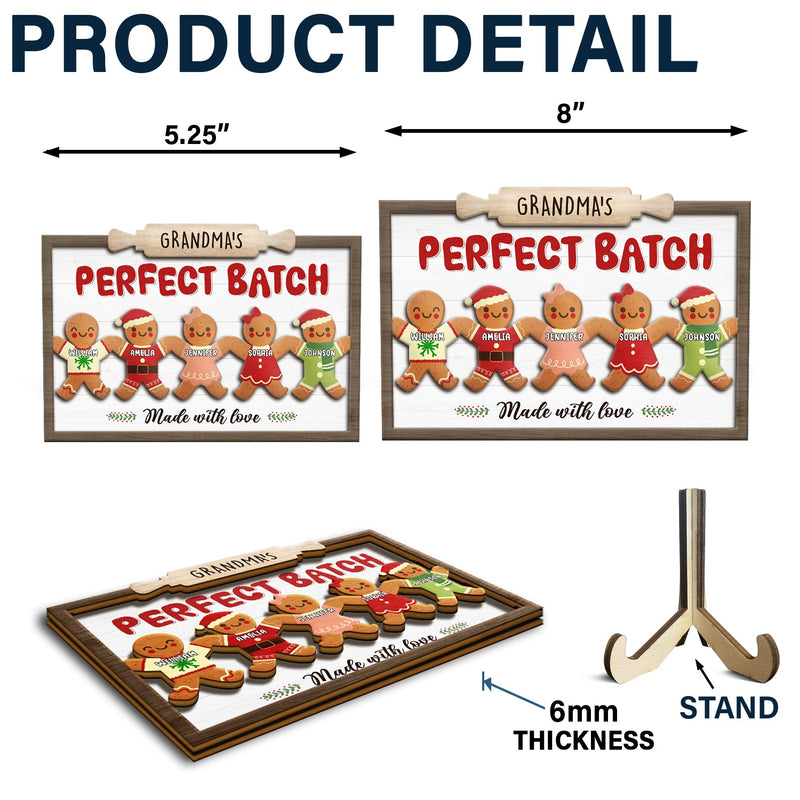 Grandma Grandpa Mom Dad Perfect Patch - Gift For Mom, Dad, Grandparents - Personalized 2-Layered Wooden Plaque With Stand