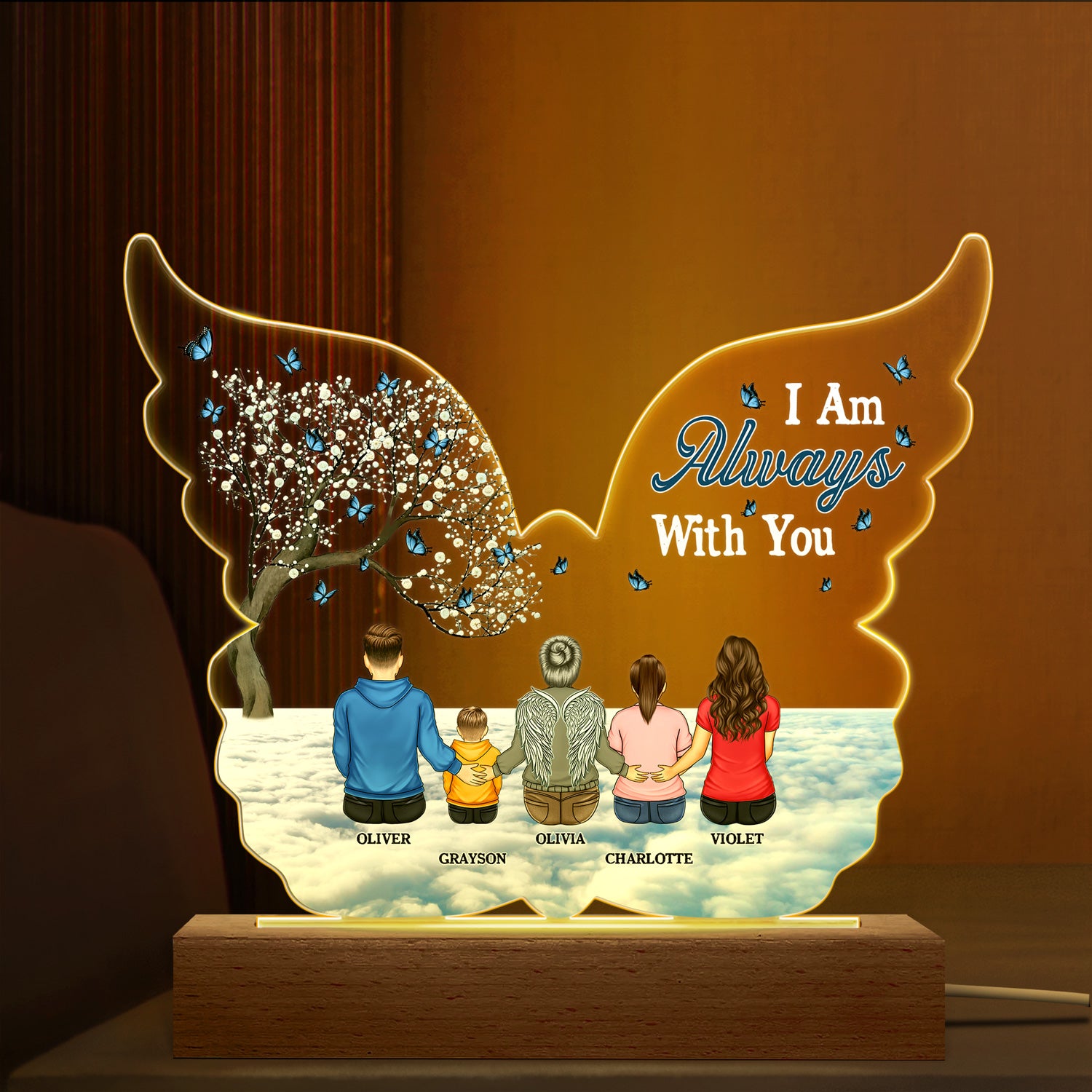 I Am Always With You - Family, Memorial Gift - Personalized 3D Led Light Wooden Base