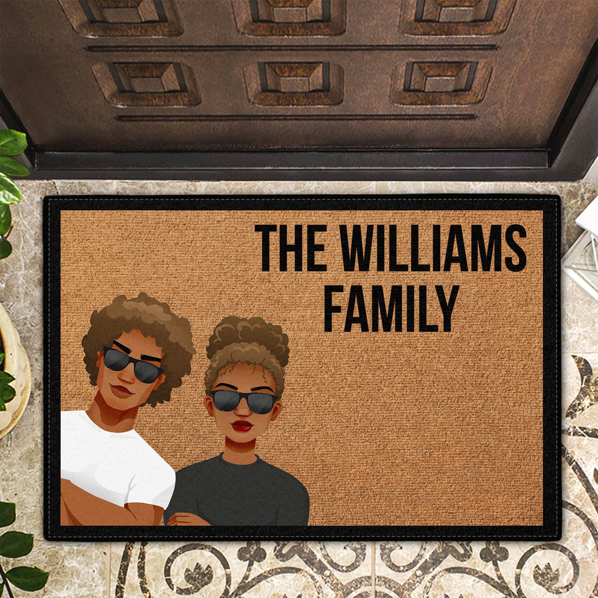 Flat Art Custom Family Name - Gift For Family - Personalized Doormat