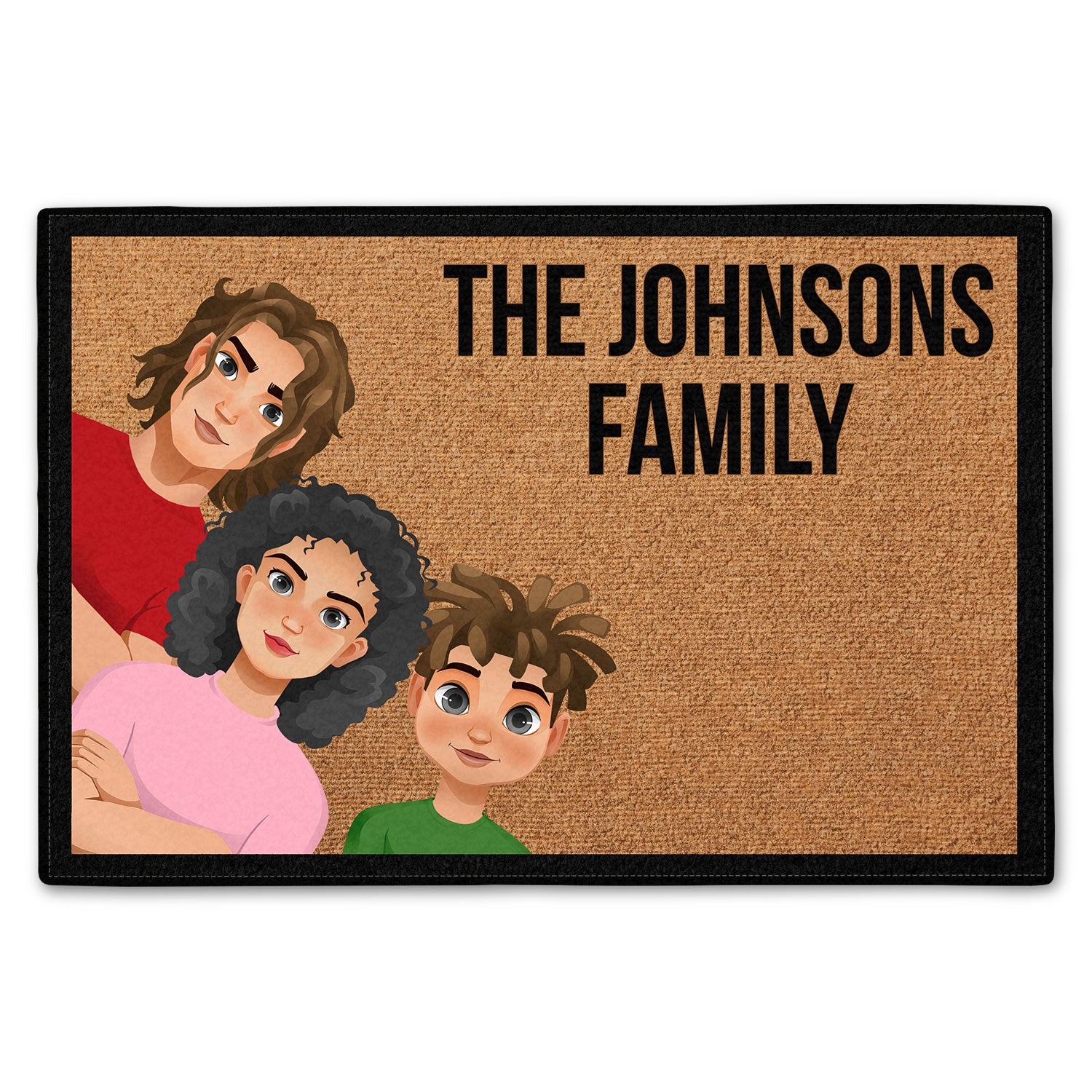 Flat Art Custom Family Name - Gift For Family - Personalized Doormat