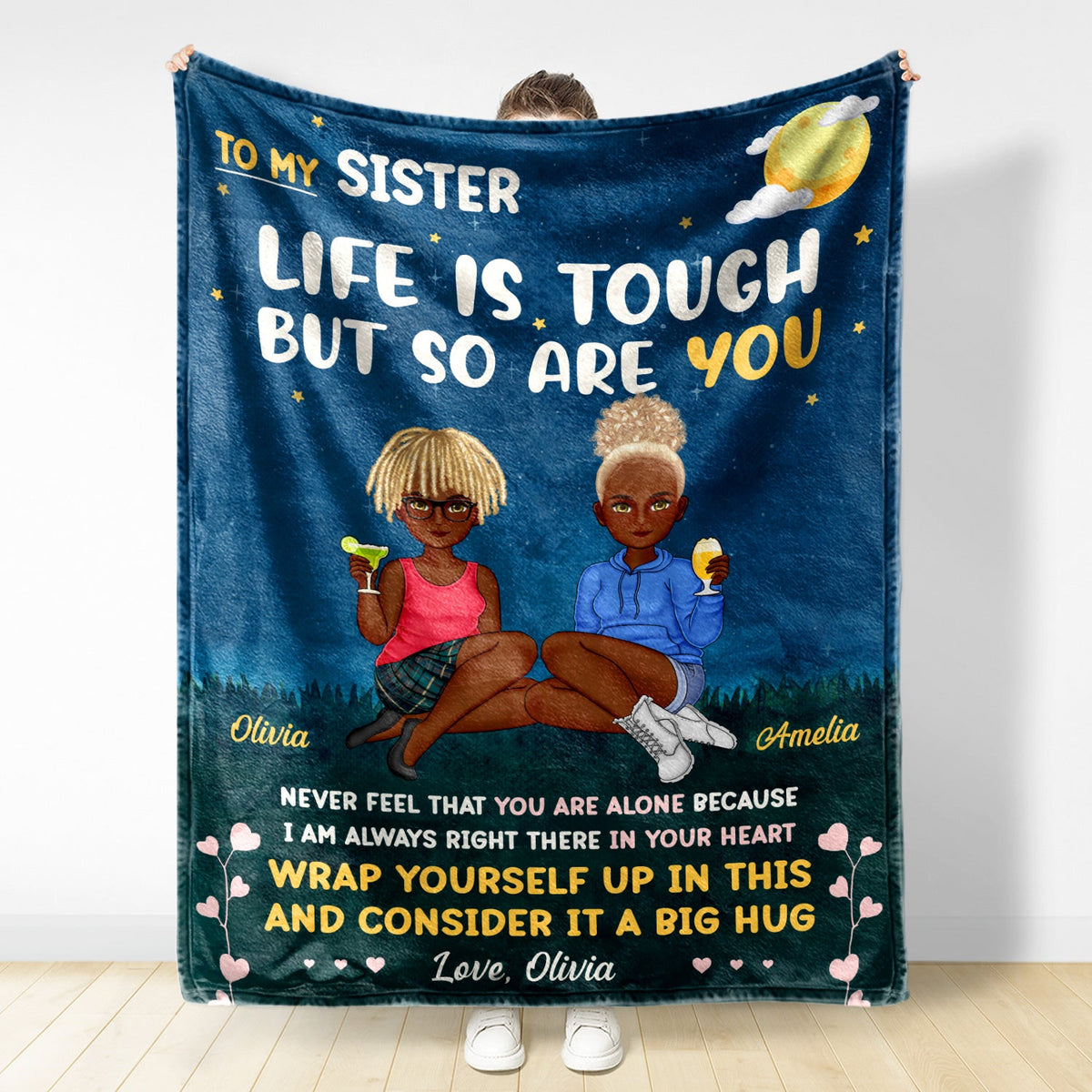 To My Sister Life Is Tough - Gift For Sisters - Personalized Fleece Blanket