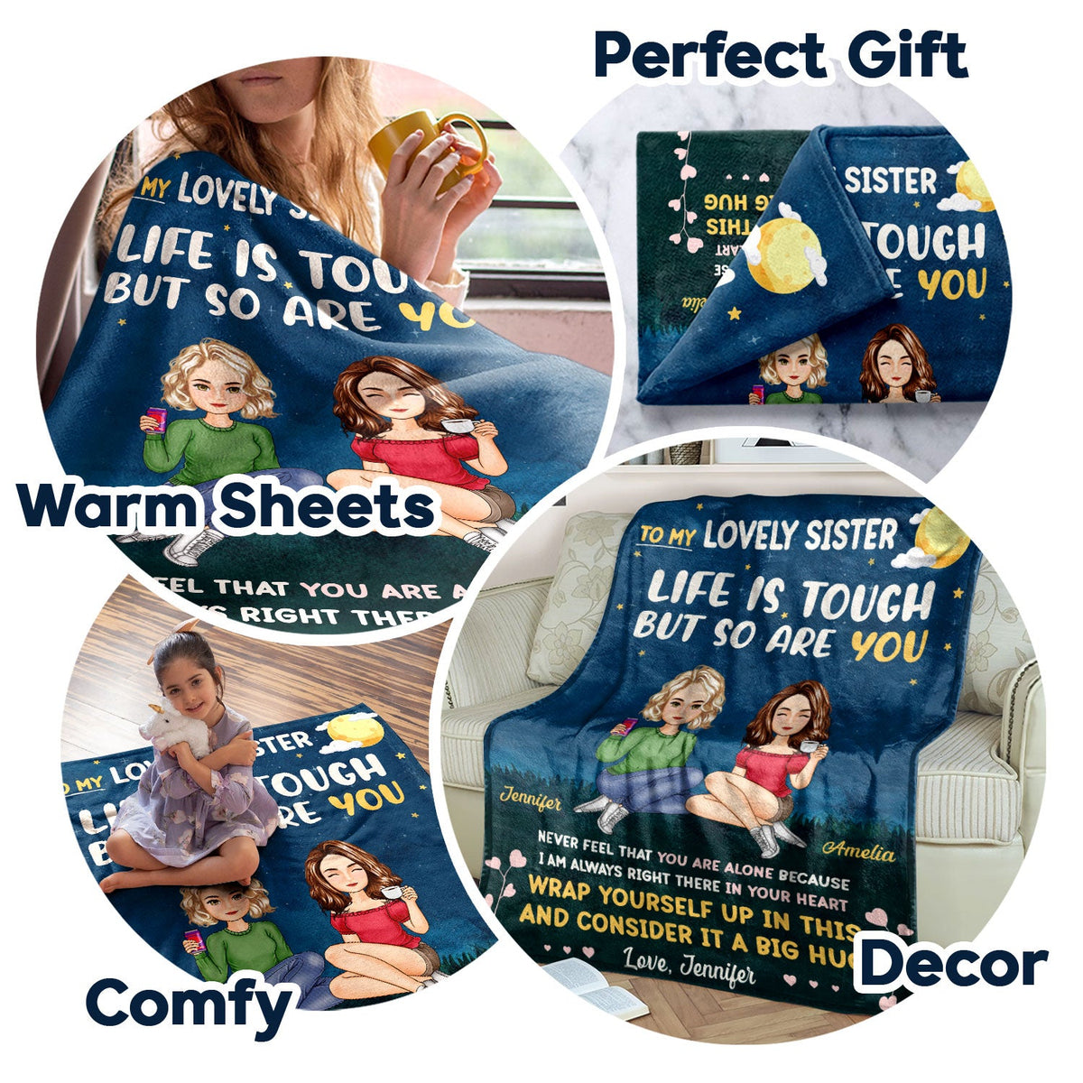 To My Sister Life Is Tough - Gift For Sisters - Personalized Fleece Blanket