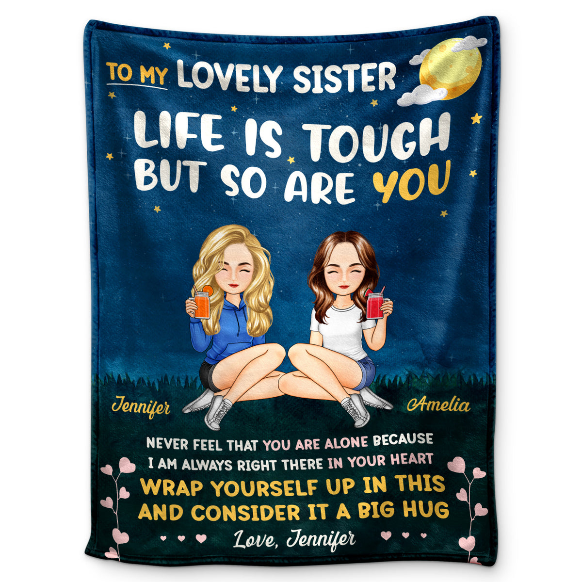 To My Sister Life Is Tough - Gift For Sisters - Personalized Fleece Bl ...