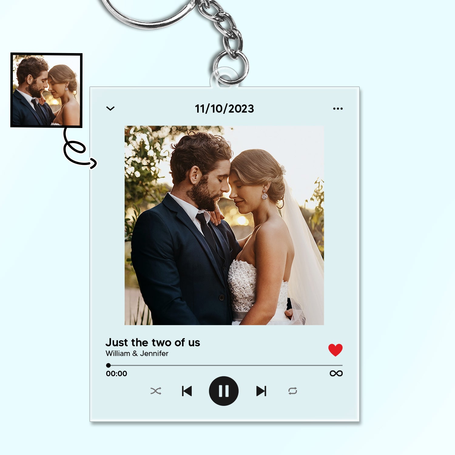 Custom Photo Song Keychain - Gift For Couples, Besties, Family - Personalized Acrylic Keychain