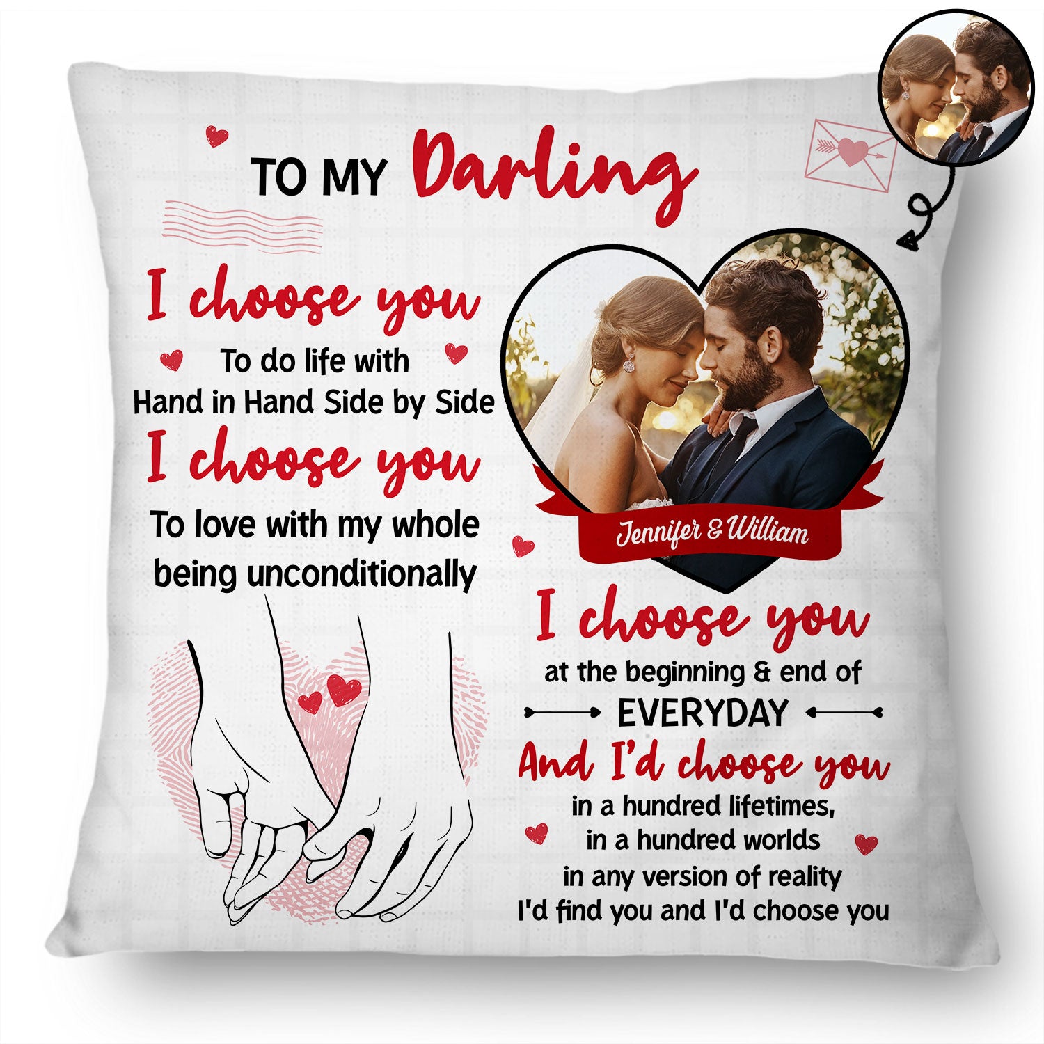 Custom Photo I Choose You Of The Begining - Gift For Couples - Personalized Pillow