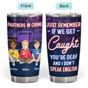 Cartoon Drinking Glitter Partners In Crime - Gift For Besties - Personalized Tumbler