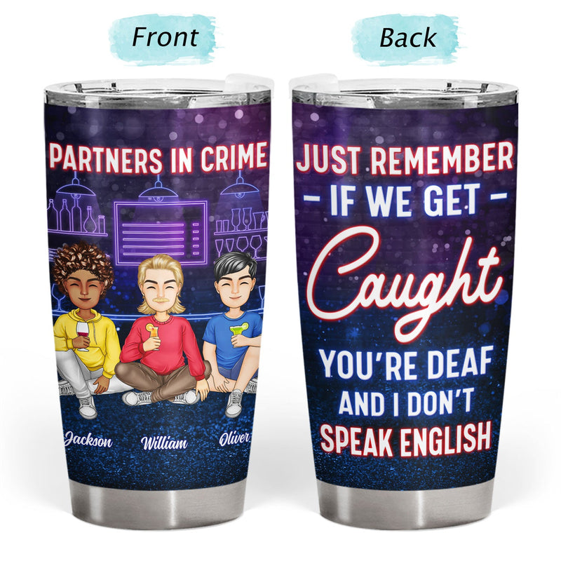 Cartoon Drinking Glitter Partners In Crime - Gift For Besties - Personalized Tumbler