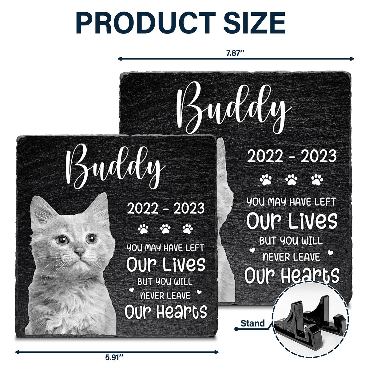 Custom Photo You Will Never Leave Our Hearts - Memorial Gift For Pet Lovers - Personalized Rectangle Memorial Garden Stone