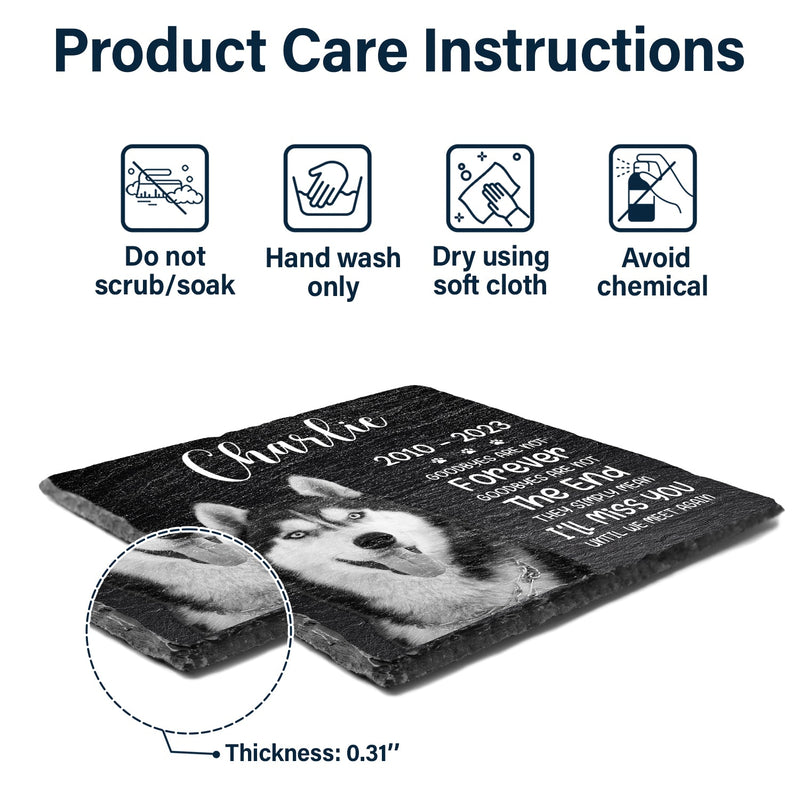 Custom Photo You Will Never Leave Our Hearts - Memorial Gift For Pet Lovers - Personalized Rectangle Memorial Garden Stone